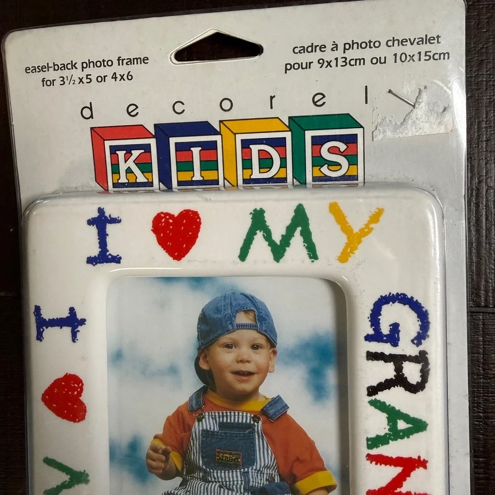 I Love My Grandma Photo Frame White Colorful Crayon 3x5‎ 4x6 NEW Decorel Vintage